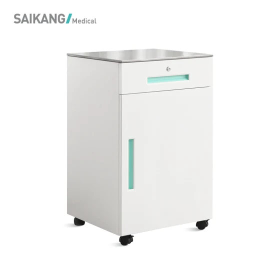 Sks036 Saikang Wholesale Movable Stainless Steel Hospital Medical Bedside Cabinet with Wheels
