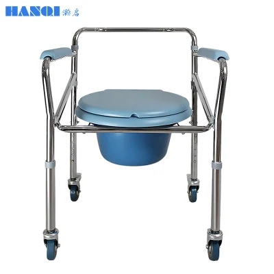 Toilet Chair with Wheels Pull out Commode for Patient