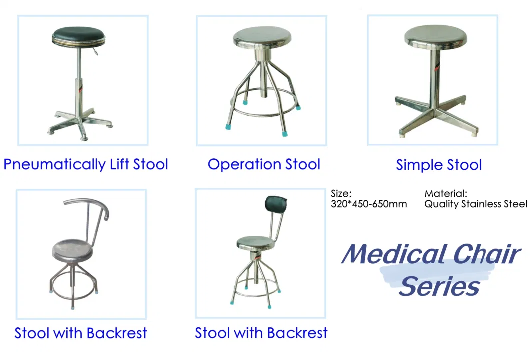 Stainless Steel Medical Operation Stool with Backrest Pneumatically Lift Chair (THR-DC04)