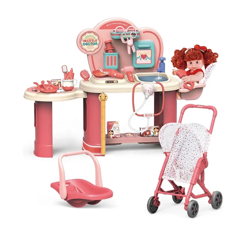 Wholsale 3-in-1 Children Colorful Medical Operating Table Doctors Interactive Plastic Toy Set Nursing Desk with Trolley for Kids