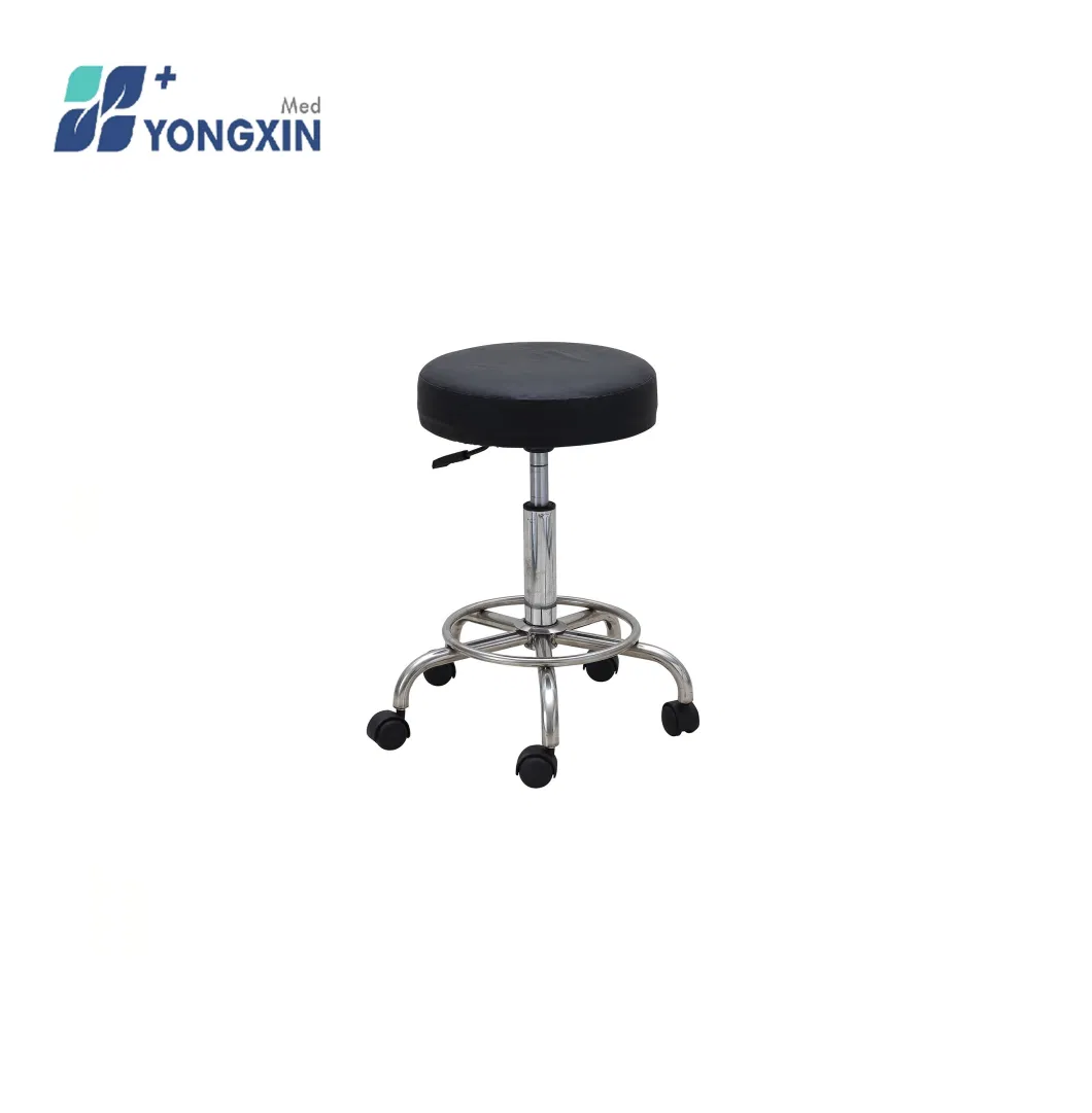 MD4 Hospital Furniture Medical Height Adjustable Stainless Steel Round Stool with Casters
