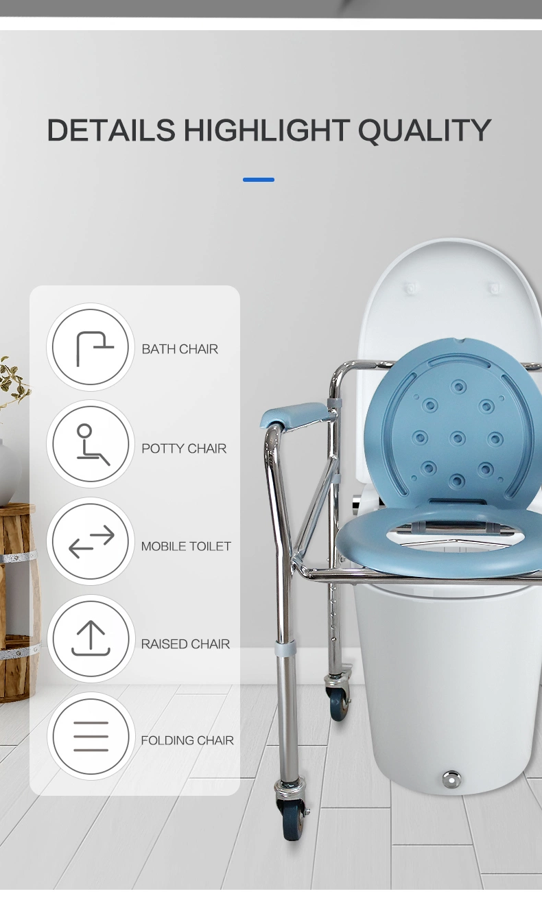 Toilet Chair with Wheels Pull out Commode for Patient