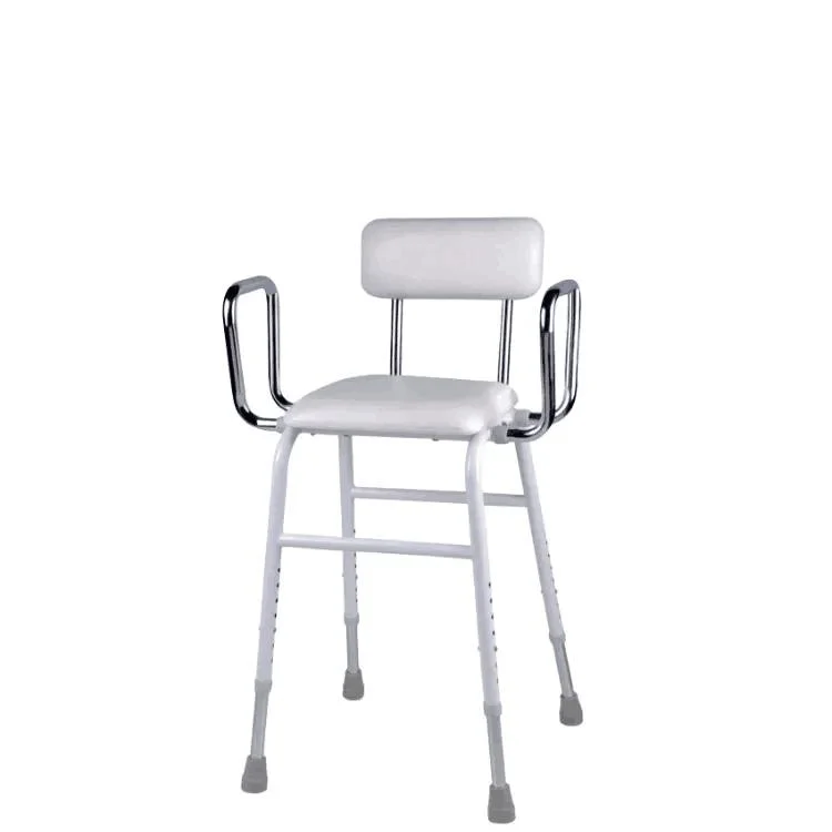 Bliss Medical Adjustable Kd Height Stool with Padded Back and Arms White