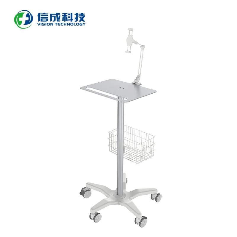 Tablet Support Trolley Laptop Computer Workstation with Basket and Five Wheels