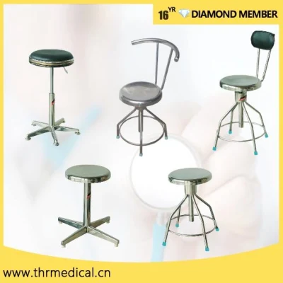 Stainless Steel Medical Operation Stool with Backrest Pneumatically Lift Chair (THR