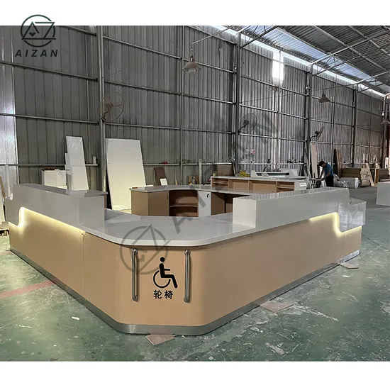 Solid Surface Table Top Hospital Reception Desk Counter Table Modern Customized Hospital Nurse Station 