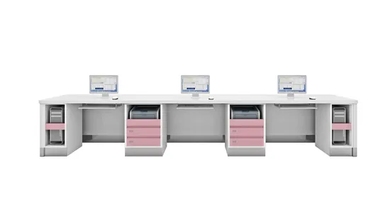 Modular Nurse Station with Expandable Storage Options for Hospital Wards 
