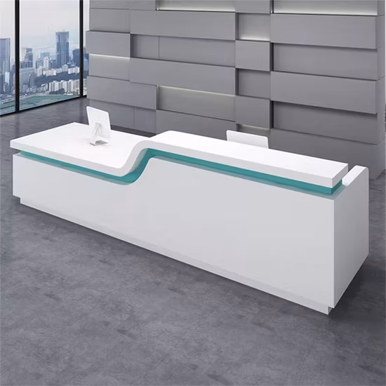 Solid Surface Resin Stone Luxury White Nurse Station Front Desk Counter Modern Design Beauty Salon Reception Desks