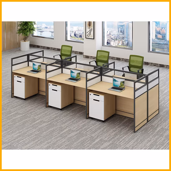 Simple Design Office Table Cubicle 120 Degree Dividers 3 Seats Workstation