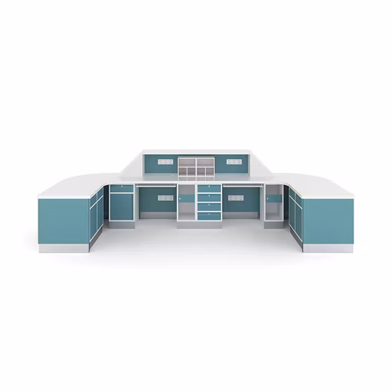 Solid Surface White Long Front Table Big Large Clinic Reception Desk U Shaped Hospital Nursing Nurse Station Design